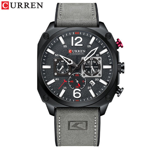 Curren 3030 (Deep Grey & Black) - Men's Watch - 1 Year Warranty - Chronograph - 3 ATM Water Resistant