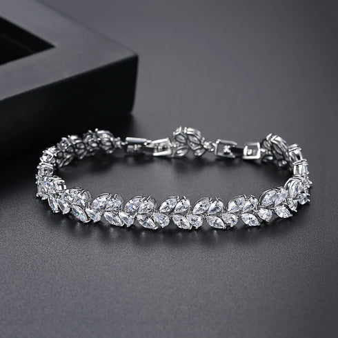 Leaves Like Diamonds Bracelet - AAA Cubic Zirconia - Free Box Packaging