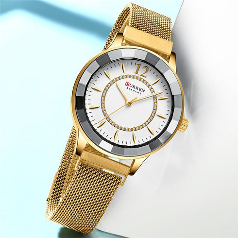 Curren Amour - Women's Watch - Gold & White! - Crystal Party! - Sparkling Magnetic Strap! - Water Resistant! - 1 Year Warranty!