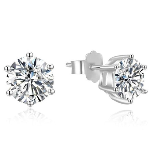 Timeless Studs - S925 Sterling Silver - AAAA Cubic Zirconia Stones - Rhodium Plated - Free Box Packaging