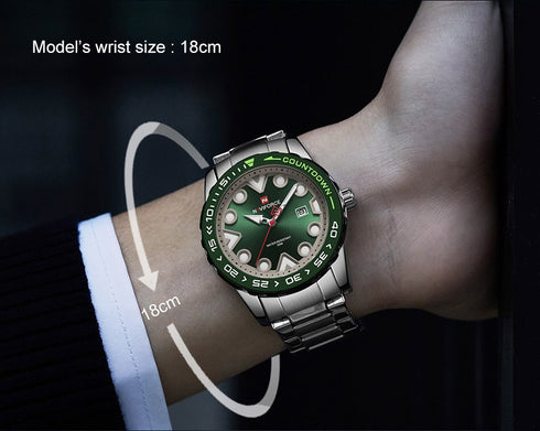 Naviforce Men's - Modern Majestic Steel! (Green) - Water Resistant!- 1 Year Warranty!