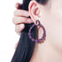 Pink-Purple Hoop Party Earrings - Statement Jewellery - Cubic Zircon - Box Packaging