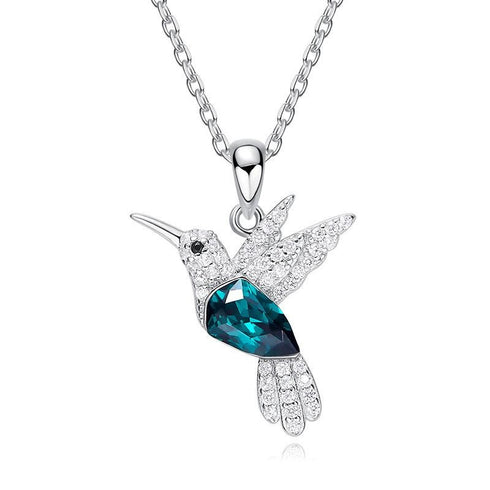 Where Bird's Dare Necklace - Pure Sterling Silver (Chandi) - Embellished with Genuine European Crystals - Free Box Packaging