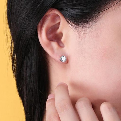 Timeless Studs - S925 Sterling Silver - AAAA Cubic Zirconia Stones - Rhodium Plated - Free Box Packaging