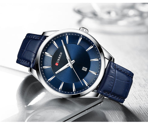 Curren Alpine - Men's Watch - Classic Blue - Genuine Ultrasoft Leather! - Hot Seller! - 1 Year Warranty!