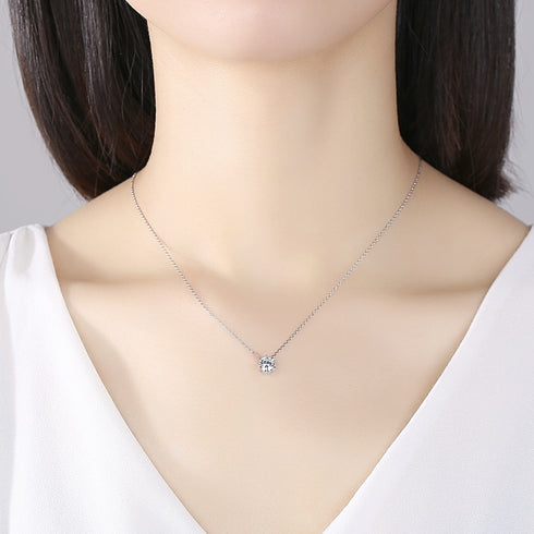 Simplicity Necklace - White Gold Plated - AAA Cubic Zirconia - Free Box Packaging!