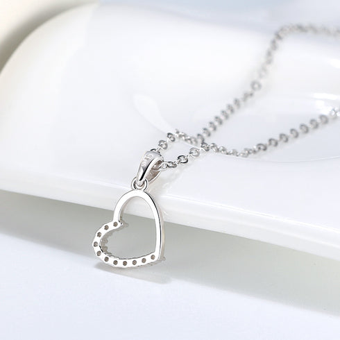 Contemporary Love Necklace - S925 Sterling Silver - AAA Cubic Zirconia Stones - Free Box Packaging