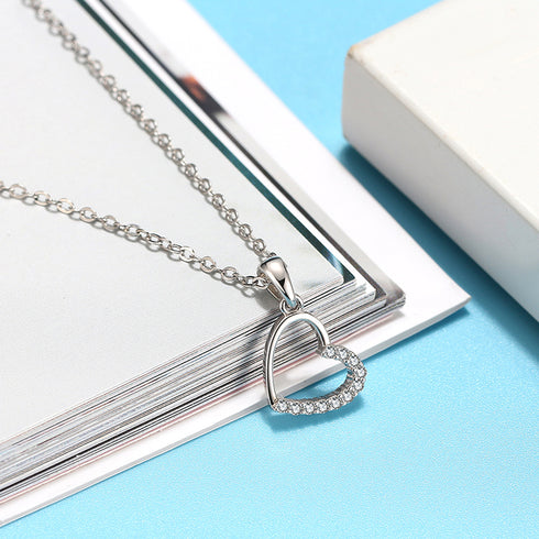 Contemporary Love Necklace - S925 Sterling Silver - AAA Cubic Zirconia Stones - Free Box Packaging