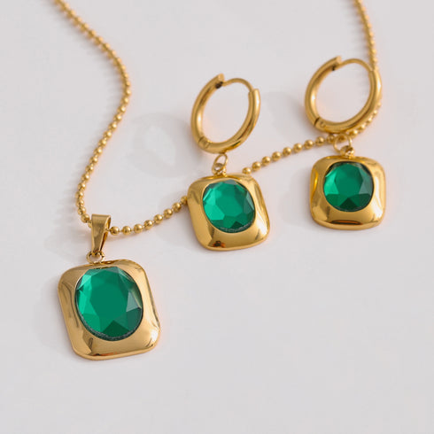 Theodora Set - Necklace with Earrings - 18K Genuine Gold Plated over Pure Stainless Steel! - Chic Design! - Free Box Packaging!