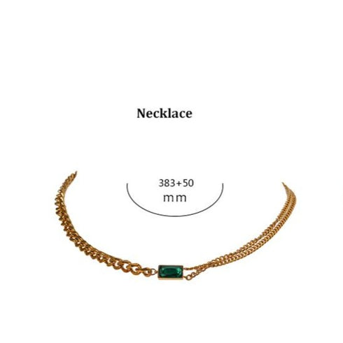 Green Paradise - Necklace - 18K Genuine Gold Plated over Pure Stainless Steel - Non Tarnish - Chic Design! - Free Box Packaging!