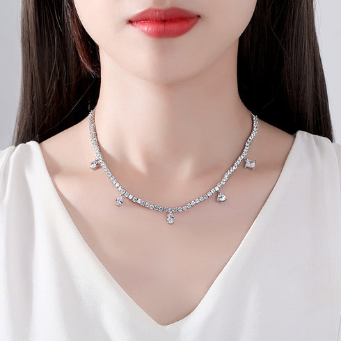 Party Chocker Necklace - White Gold Plated - AAA Cubic Zirconia - Free Box Packaging!
