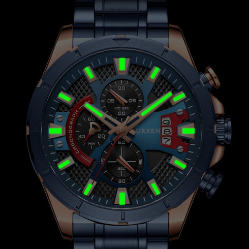 Curren Ultra (Millennial Blue) - Men's Watch - 1 Year Warranty - Chronograph - 3 ATM Water Resistant