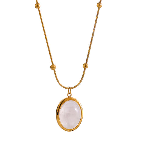 Timeless Necklace (Mystical White) - 18K Genuine Gold Plated over Pure Stainless Steel! - Chic Design! - Free Box Packaging!