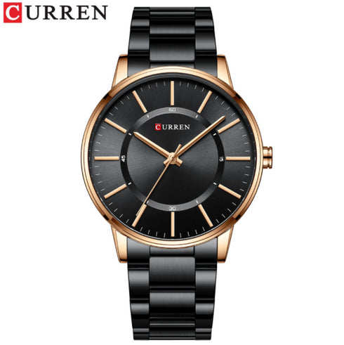 Curren Simplicity (Rose Gold & Black) - Men's Watch - 1 Year Warranty - Free Box Packaging - 3 ATM Water Resistant