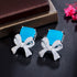 Bow Blue Party Earrings - Statement Jewellery - Cubic Zircon - Box Packaging