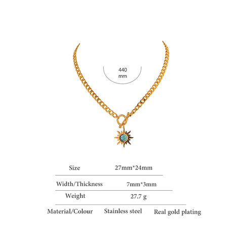 Moonstar Thick Necklace - 18K Genuine Gold Plated over Pure Stainless Steel! - Chic Design! - Free Box Packaging!
