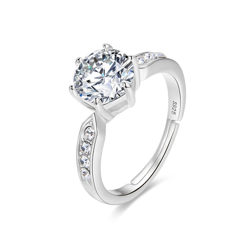 Radiance Ring - Adjustable Size - S925 Sterling Silver - AAA Cubic Zirconia Stones - Free Box Packaging