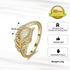Mystical Feather - S925 Sterling Silver Ring - Adjustable Size - Genuine Opal Stones - 14K Gold Plated - Free Box Packaging