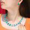 White and Turquoise Green Party Set - Earrings & Necklace - Statement Jewellery - Cubic Zircon - Box Packaging