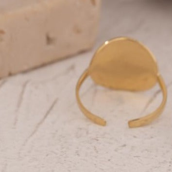 Istanbul - Adjustable Ring - 18K Genuine Gold Plated over Pure Stainless Steel - Non Tarnish - Chic Design! - Free Box Packaging!