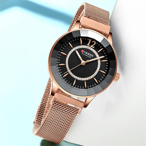 Curren Amour - Women's Watch - Rose Gold & Black! - Crystal Party! - Sparkling Magnetic Strap! - Water Resistant! - 1 Year Warranty!