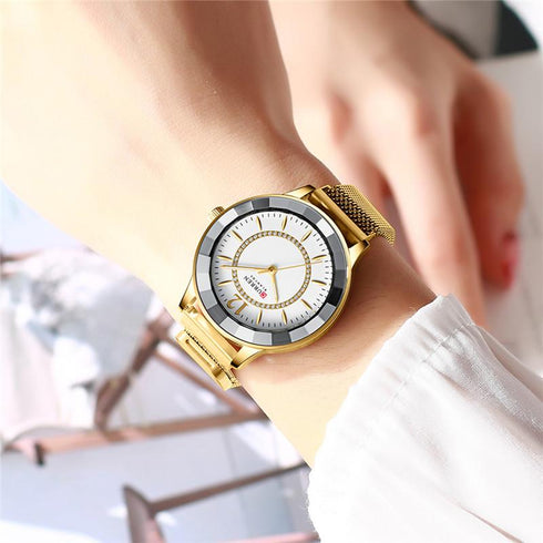 Curren Amour - Women's Watch - Gold & White! - Crystal Party! - Sparkling Magnetic Strap! - Water Resistant! - 1 Year Warranty!