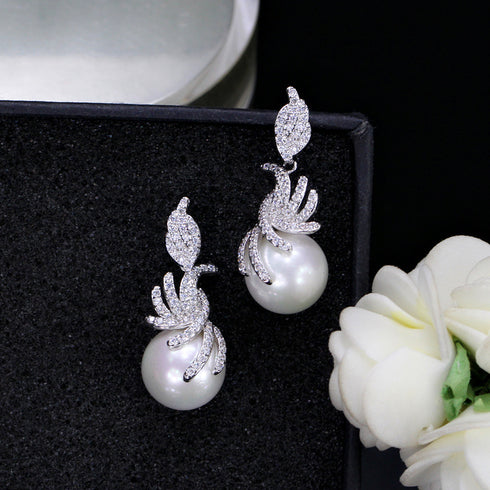 Pearl Party Earrings - Statement Jewellery - Cubic Zircon - Box Packaging