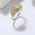Mystical Feather - S925 Sterling Silver Ring - Adjustable Size - Genuine Opal Stones - 14K Gold Plated - Free Box Packaging