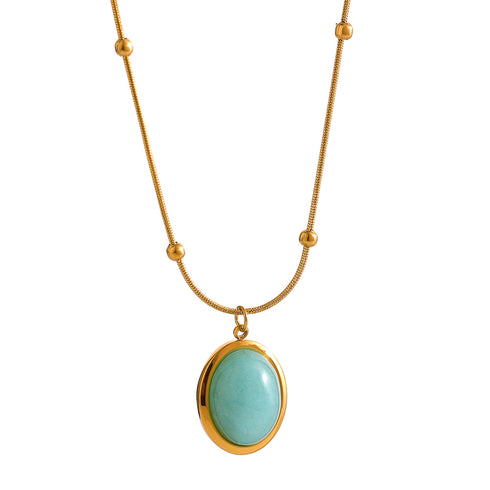 Timeless Necklace (Mystical Blue) - 18K Genuine Gold Plated over Pure Stainless Steel! - Chic Design! - Free Box Packaging!