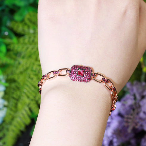 Rose Gold Plated Turkish Bracelet - Statement Jewellery - Cubic Zircon - Box Packaging