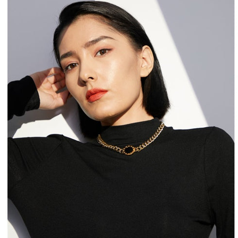 Livia Necklace - Double Sided Shell White/Black - 18K Genuine Gold Plated over Pure Stainless Steel! - Chic Design! - Free Box Packaging!