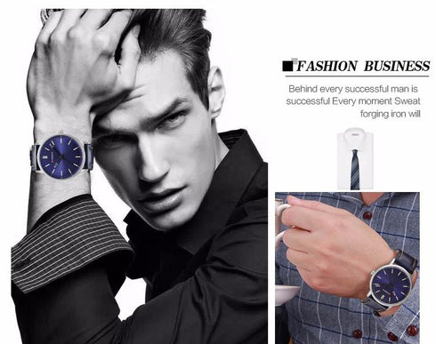 Curren Ultra Thin Watch! - All Blue Dial! - Genuine Leather! - Slim & Minimalist Design! - 1 Year Warranty!