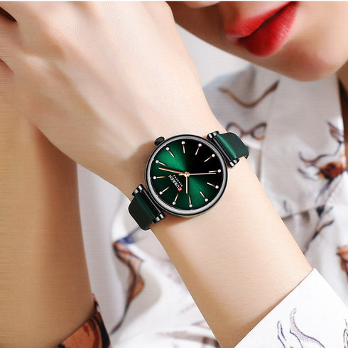 Curren - Women's Watch - Emerald Green - Genuine Leather Strap! - 1 Year Warranty!