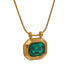 Green N' Gold Necklace - 18K Genuine Gold Plated over Pure Stainless Steel - Chic Design! - Free Box Packaging!