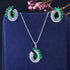 Green Party Set - Earrings & Necklace - Statement Jewellery - Cubic Zircon - Box Packaging