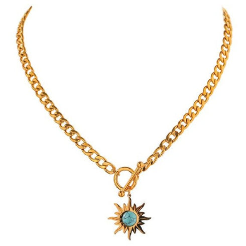 Moonstar Thick Necklace - 18K Genuine Gold Plated over Pure Stainless Steel! - Chic Design! - Free Box Packaging!