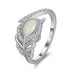 Mystical Feather - S925 Sterling Silver Ring - Adjustable Size - Genuine Opal Stones - Free Box Packaging