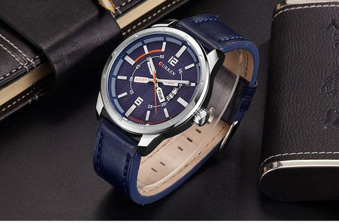 Curren Men's Vintage Look! - Classic Blue! - Sparkling Dial! - Date Function! - Box Packaging! - Water Resistant! - 1 Year Warranty!