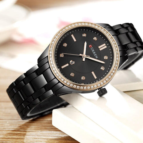 Curren Women's Mystery Sunburst Dial! - Crystal Party! - Sparkling Statement Watch! - Steel Strap! - Date Function! - 1 Year Warranty!