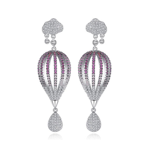 Purple Party Earrings - AAA Sparkling Cubic Zirconia - Free Box Packaging