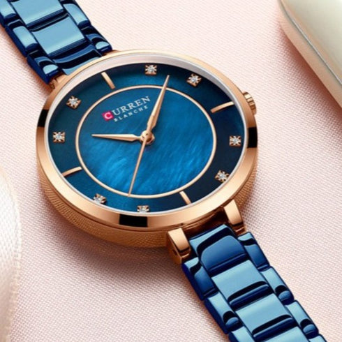 Curren Sparkle - Women's Watch! - Sparkling Majestic Blue Shell Dial - Free Box Packaging! - 1 Year Warranty!