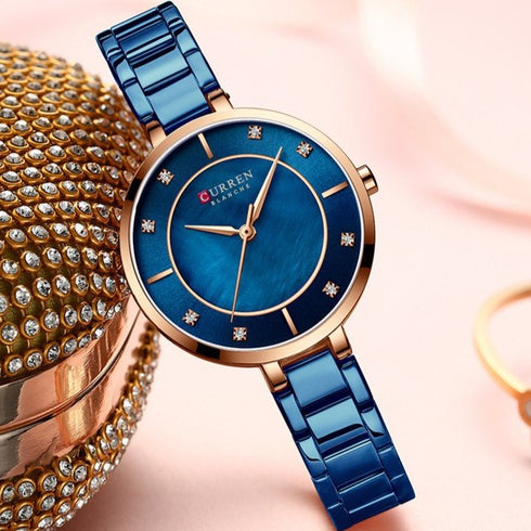 Curren Sparkle - Women's Watch! - Sparkling Majestic Blue Shell Dial - Free Box Packaging! - 1 Year Warranty!