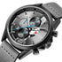 Curren Charcoal Silver & Blue! - Ultra Soft Leather! - Full Chronograph! - 1 Year Warranty!