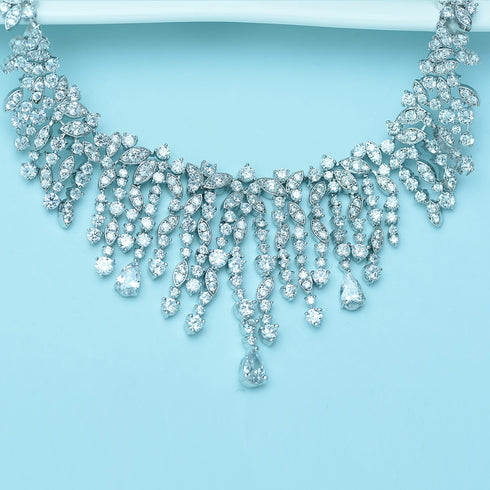 Zenia Jewellery Set - Necklace + Earrings - AAA Sparkling Cubic Zircon - Imitation Jewellery - Free Box Packaging