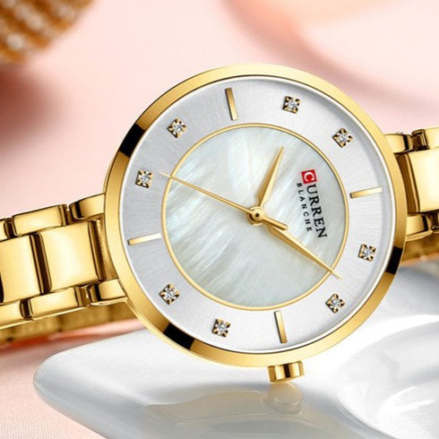 Curren Sparkle - Women's Watch! - Sparkling Majestic White Shell Dial - Free Box Packaging! - 1 Year Warranty!