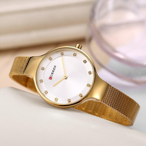 Curren Women's Gold Plated! - Adjustable Steel Strap! - Sparkling Crystals! - 1 Year Warranty!