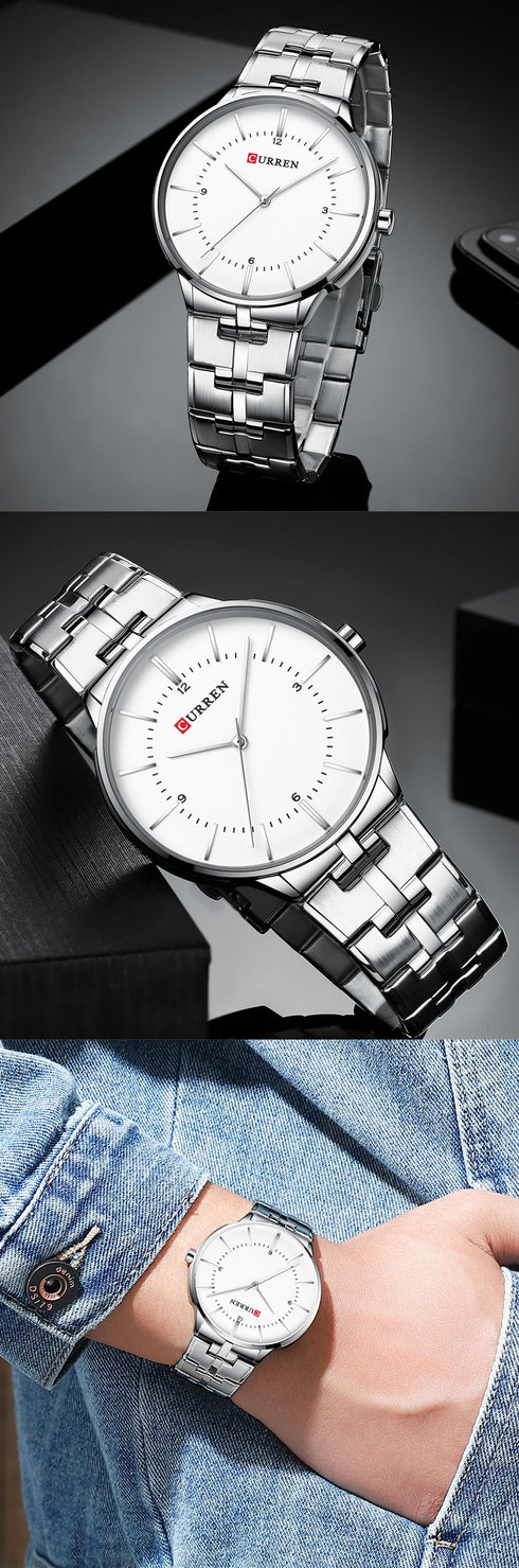 Curren Classic! - Men's Watch - White & Steel - Stainless Steel Strap - 1 Year Warranty!