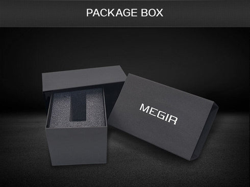 Megir - Men's Watch - 1 Year Warranty - Genuine Leather Strap - Chronograph - 3 ATM Water Resistant