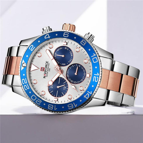 Naviforce Men's Two Tone Rose Gold Chronograph! - 1 Year Warranty! - Limited Edition - Luxury Collection!