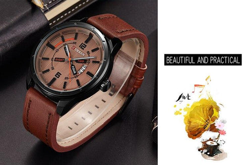 Curren Men's Vintage Look! - Classic Brown! - Sparkling Dial! - Date Function! - Box Packaging! - Water Resistant! - 1 Year Warranty!